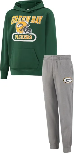 NFL Official Youth Super Soft Jogger & Hoodie Sweatshirt Set|Green Bay Packers