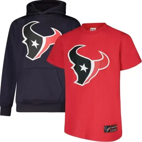 NFL Official Youth Super Soft T-Shirt & Hoodie Sweatshirt Set|Houston Texans