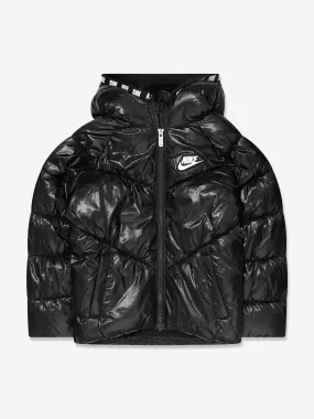 Nike Girls Chevron Cinched Puffer Jacket in Black