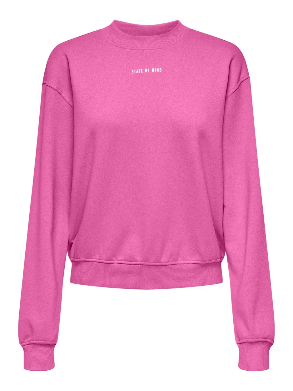 Onltanja L/s Foil O-neck Box Swt - Roze