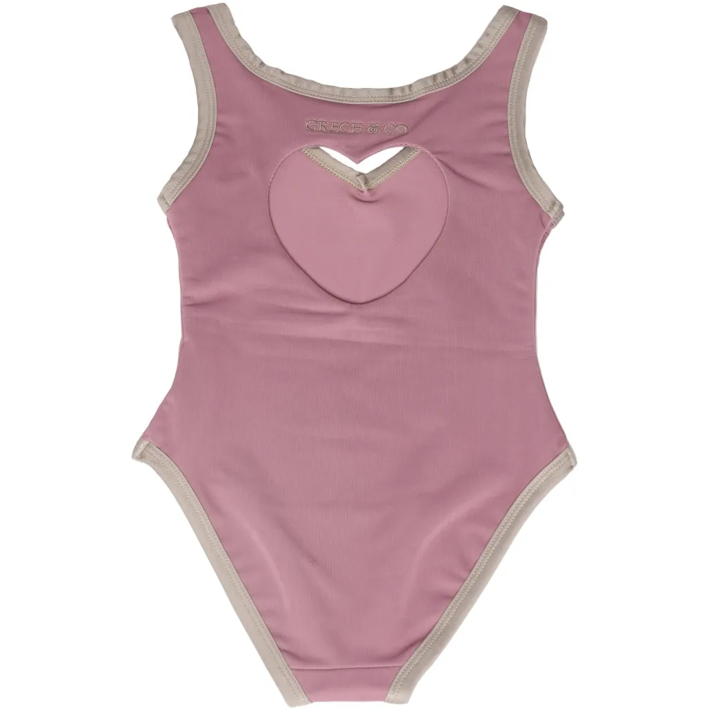 Open Heart One Piece | UPF 50  Swimsuit Recycled - Mauve Rose