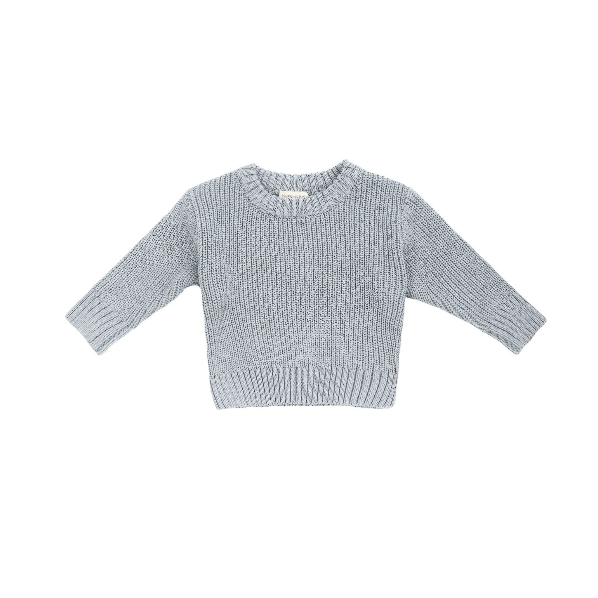 Organic Knit Sweater -Fog Blue