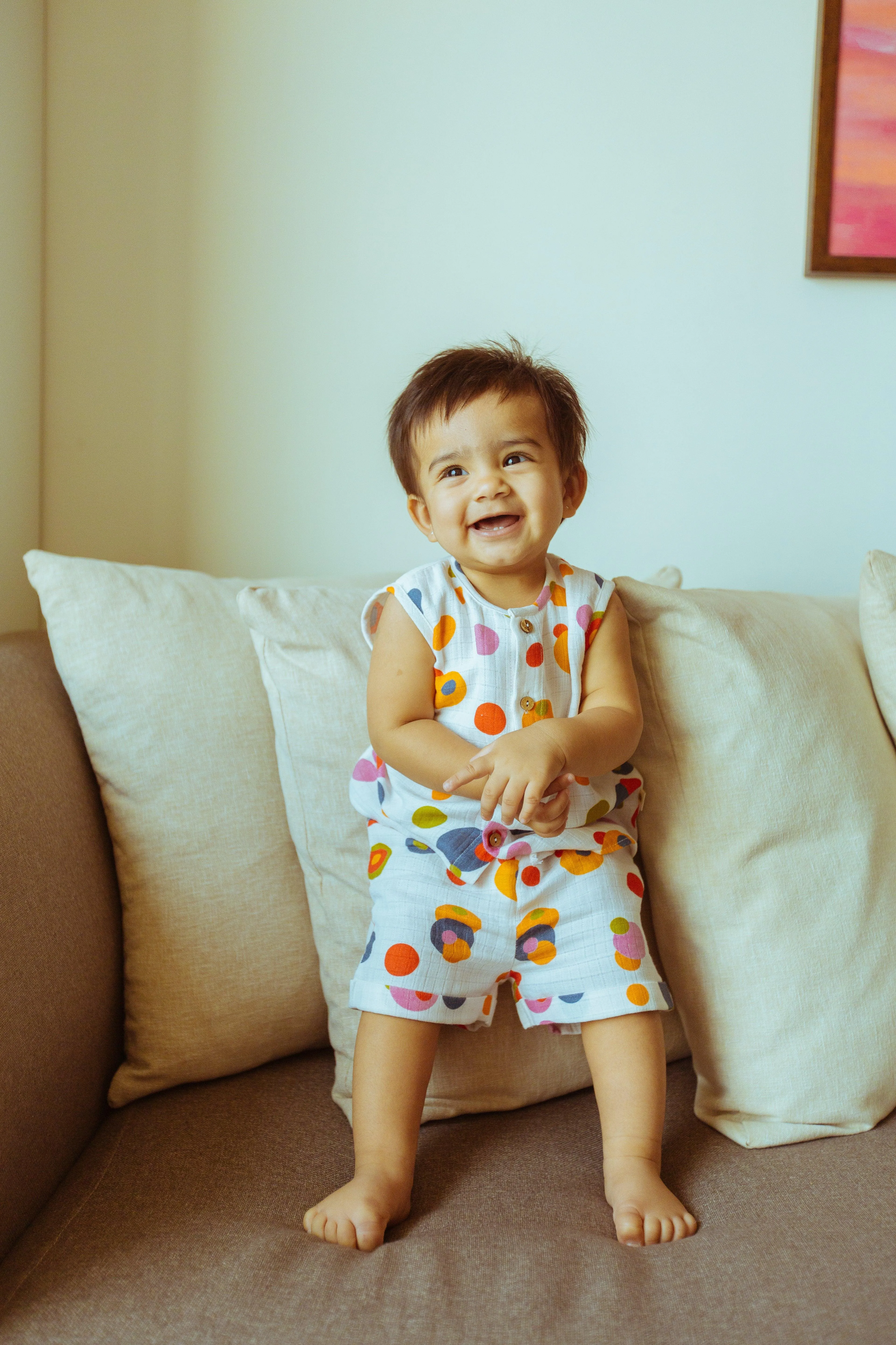 Organic Muslin Vest & Shorts Set | Bubble Pops