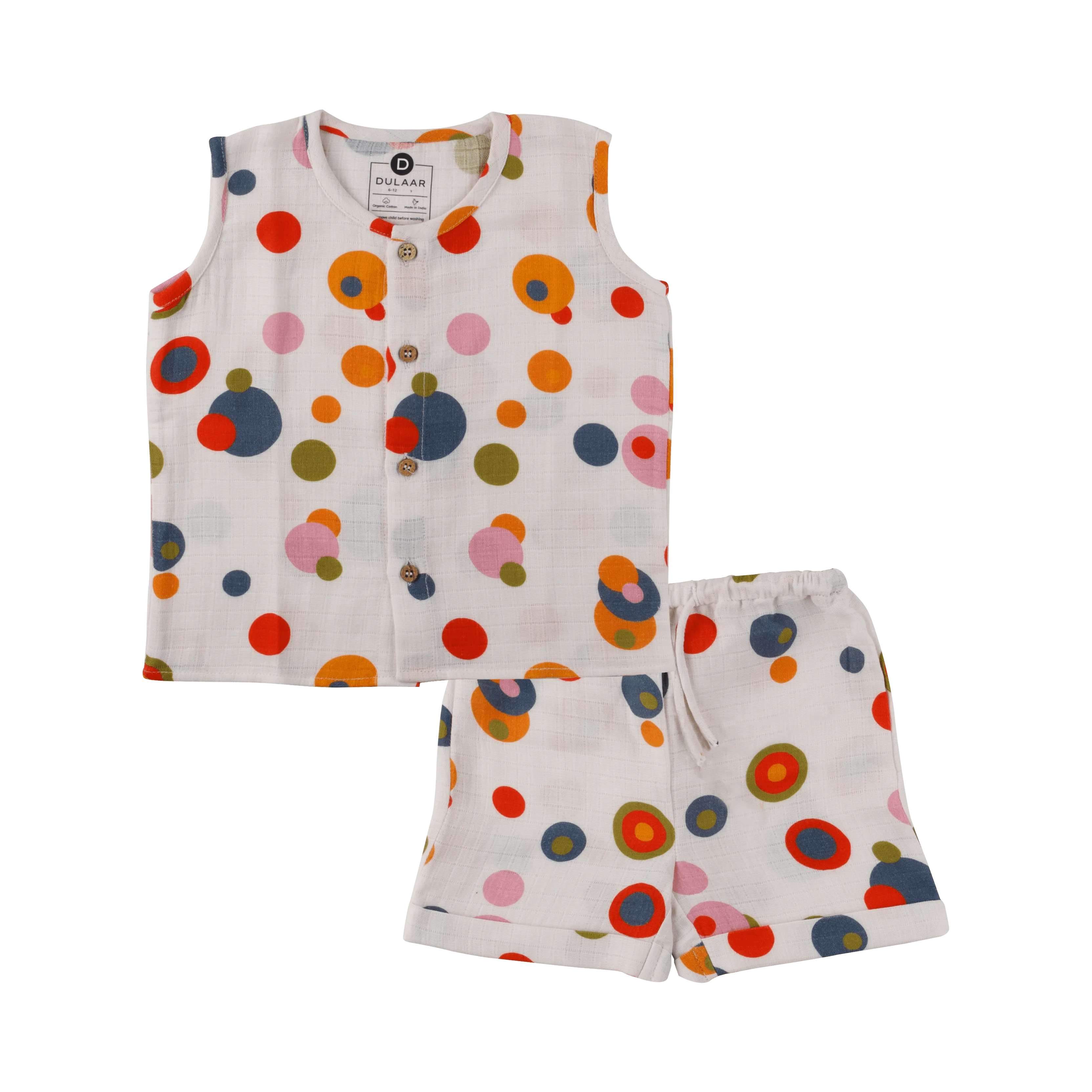 Organic Muslin Vest & Shorts Set | Bubble Pops