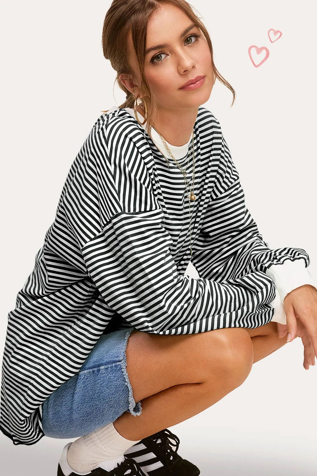 Oversized Striped Long Sleeve Pullover Top