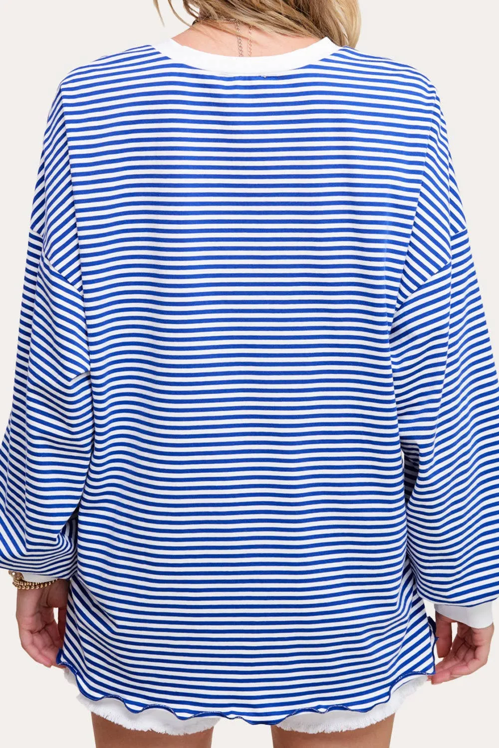 Oversized Striped Long Sleeve Pullover Top