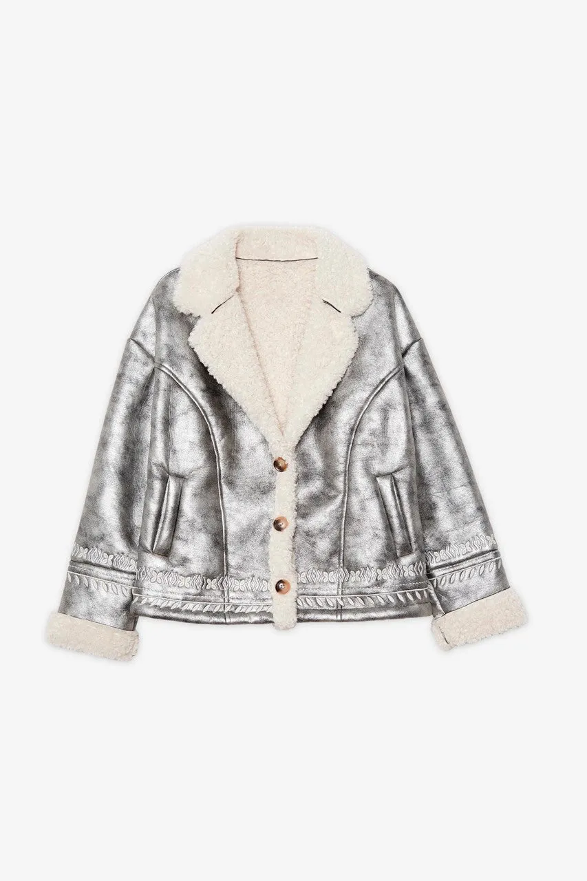 Perla Metallic Shearling Lined Jacket