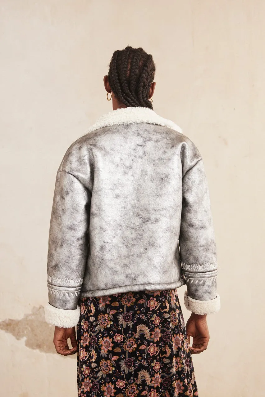 Perla Metallic Shearling Lined Jacket