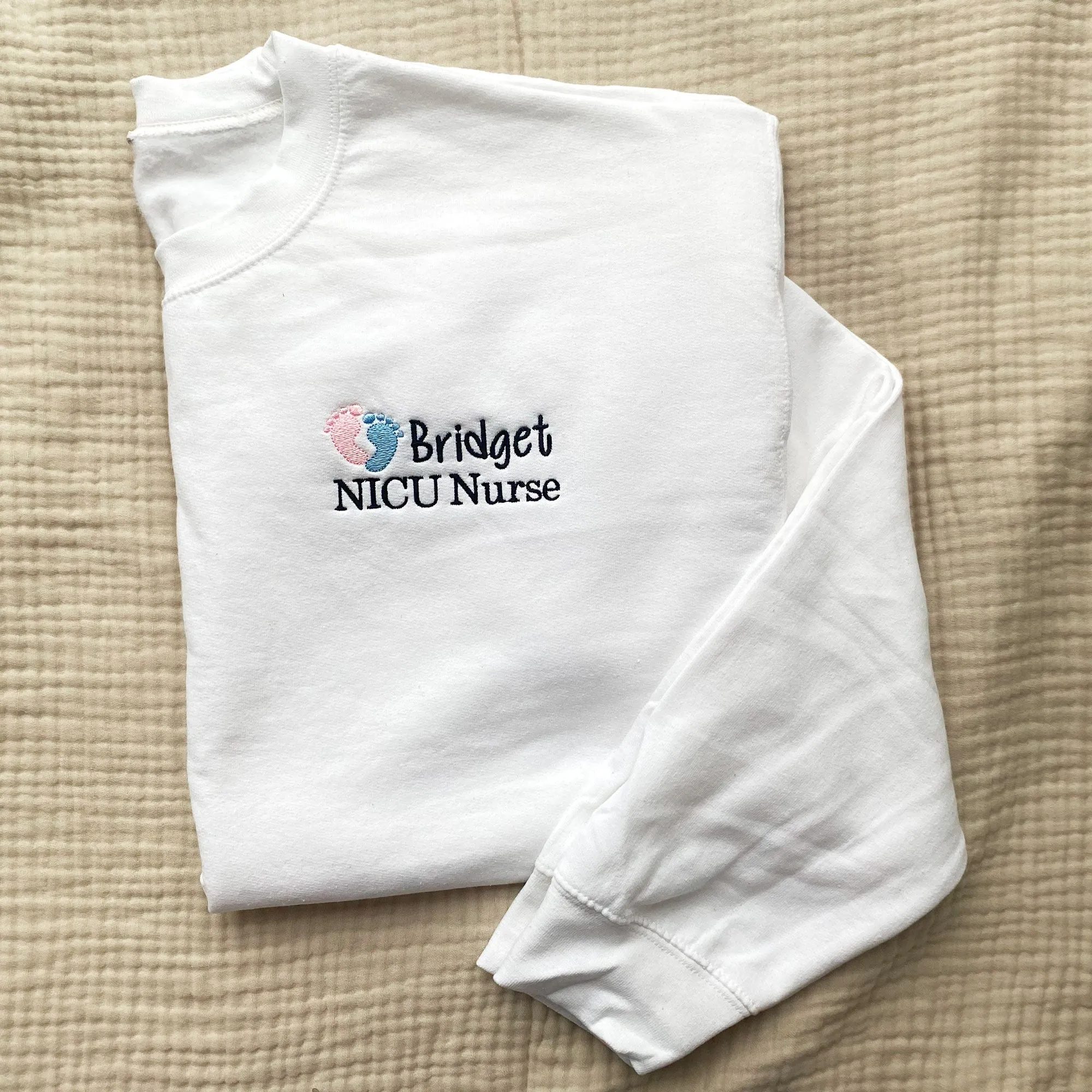 Personalized NICU Nurse Embroidered Gemma Crewneck Sweatshirt