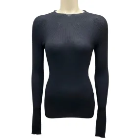 Peserico Navy Blue Ribbed Knit Wool Sweater