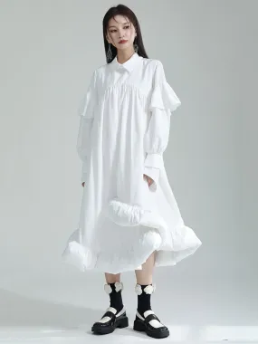 Plufey Long Sleeve Puff Dress - White