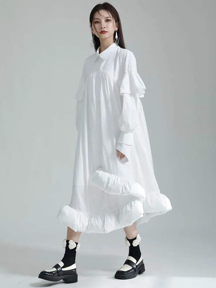 Plufey Long Sleeve Puff Dress - White