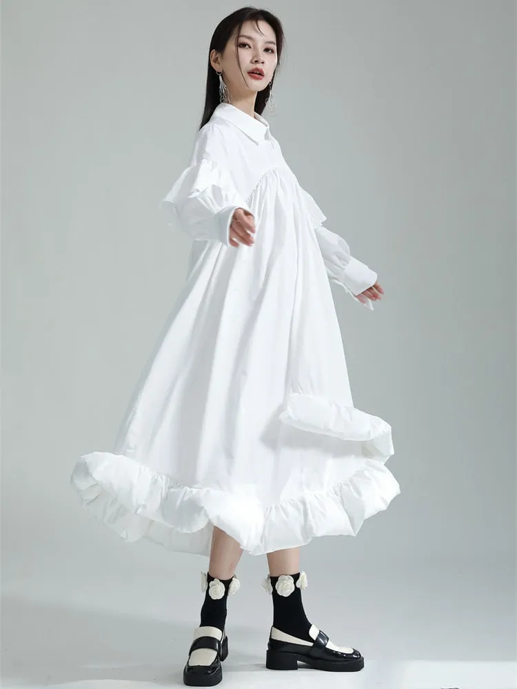 Plufey Long Sleeve Puff Dress - White