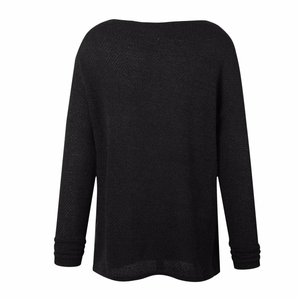 Plus Size Autumn Winter Knitting Casual Long Sleeve Loose Sweater