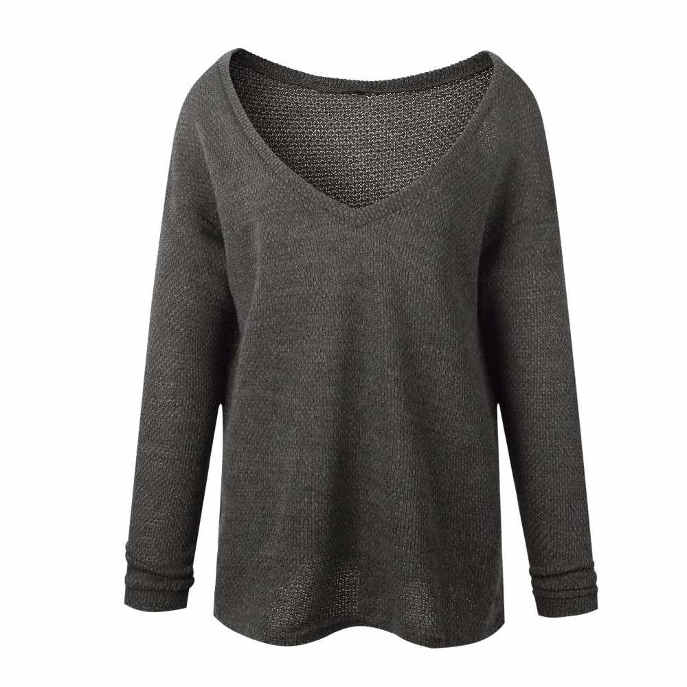 Plus Size Autumn Winter Knitting Casual Long Sleeve Loose Sweater