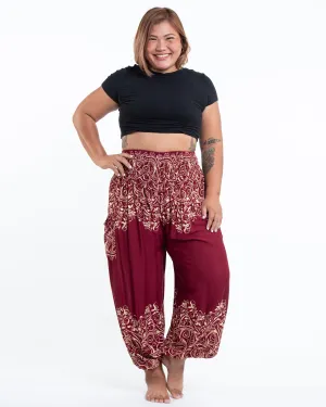 Plus Size Unisex Vines Harem Pants in Red