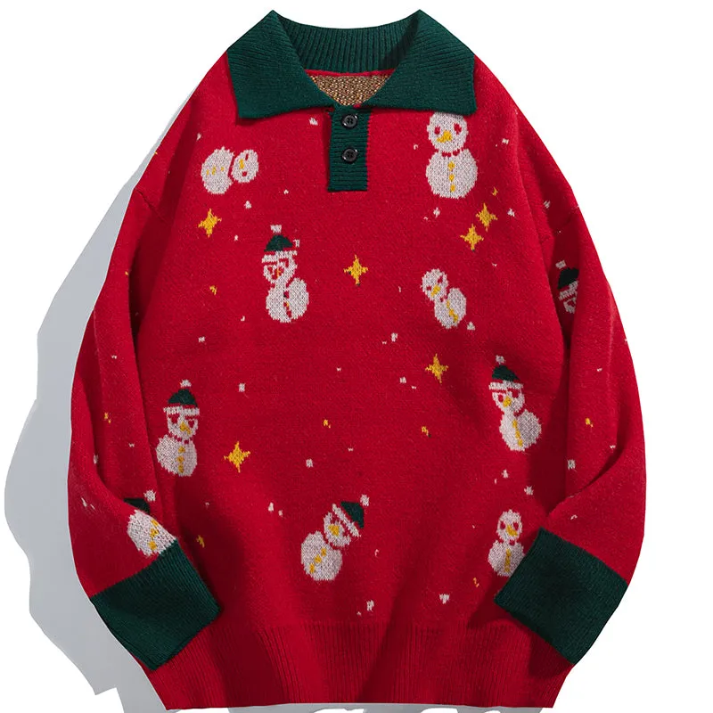 PopFlying Christmas Sweater Full Cute Snowman