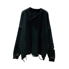 Pre Order:  Hollow Out Loose Round Neck Sweatshirt