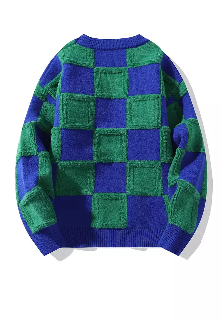 Pre Order:  Loose Plaid Thickened Knit Sweater