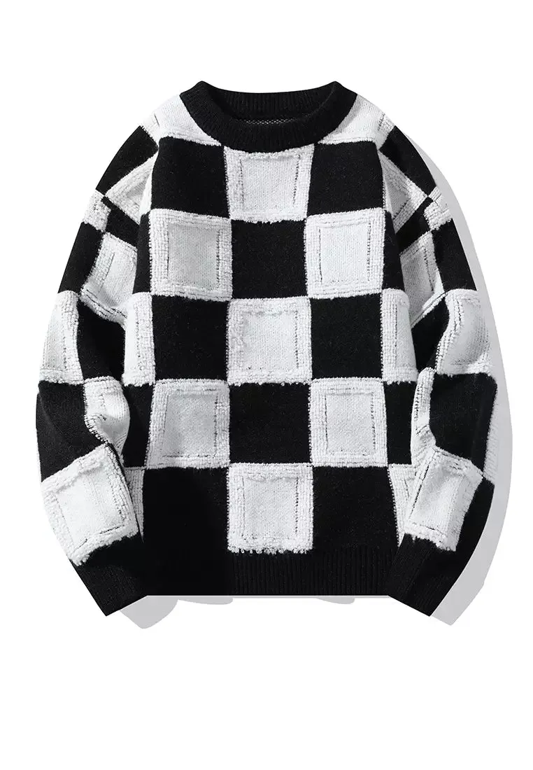 Pre Order:  Loose Plaid Thickened Knit Sweater