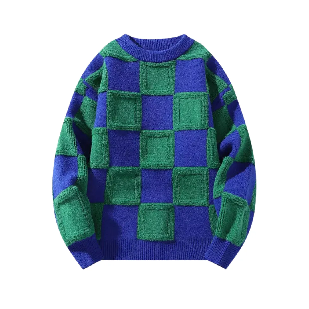 Pre Order:  Loose Plaid Thickened Knit Sweater