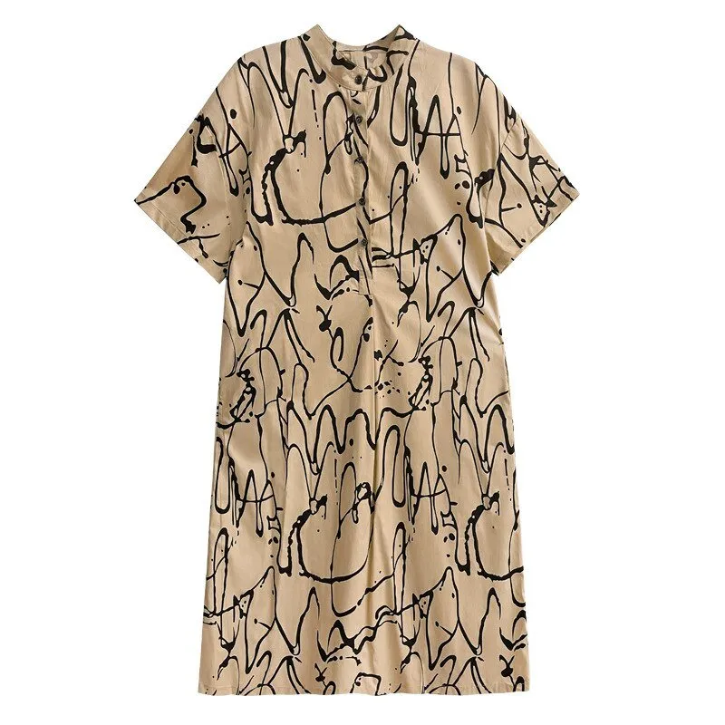 Pre Order:  Scribbles Print Loose-Fit Dress