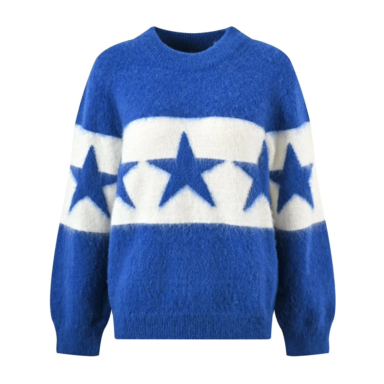 Pre Order:  Star Jacquard Knitted Casual Sweater