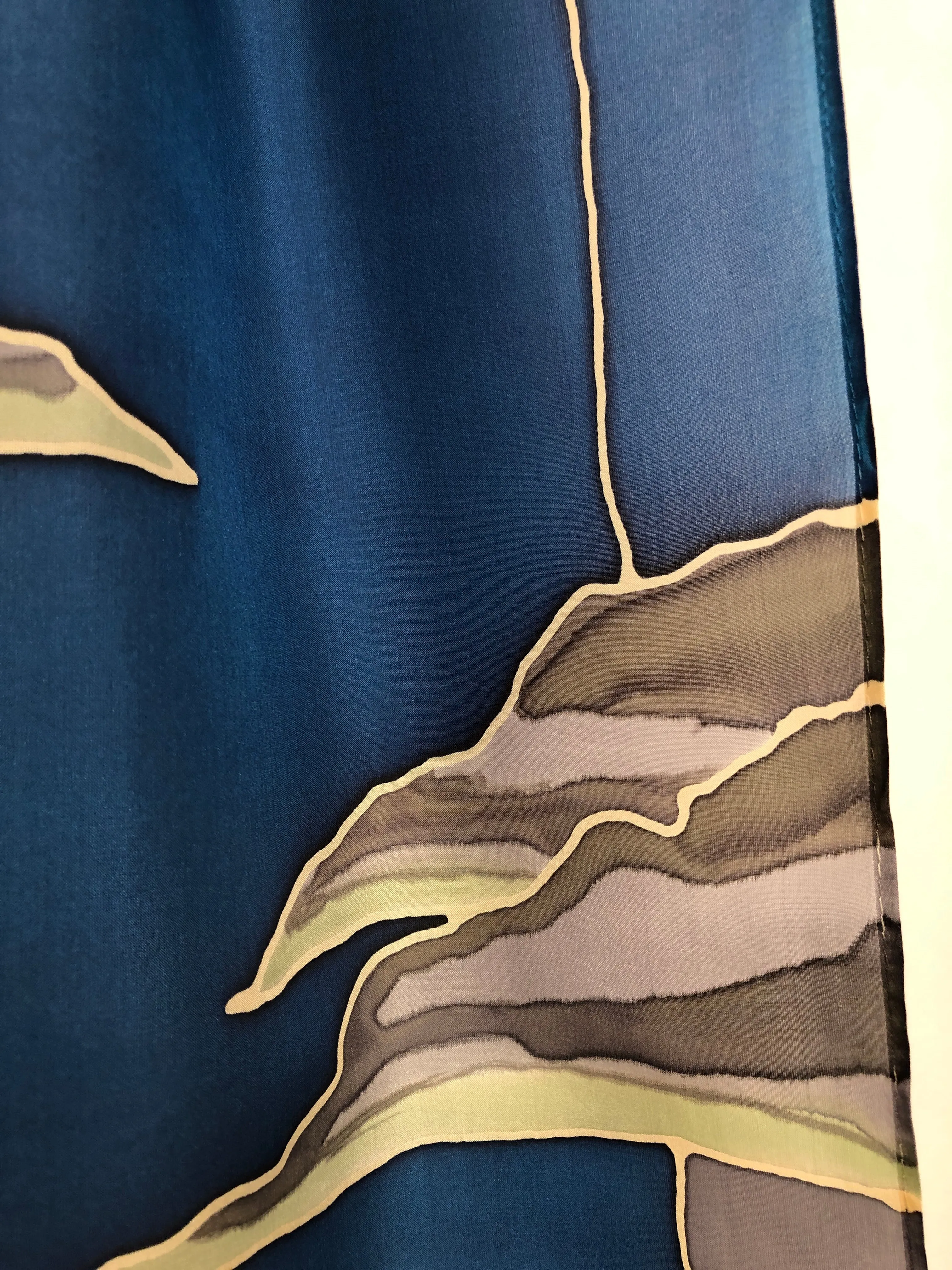 "Coastal Maine Scene v1” - Hand-dyed Silk Scarf - $130