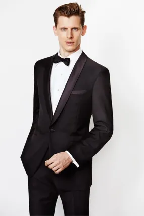 "Davis" Black 1-Button Shawl Tuxedo