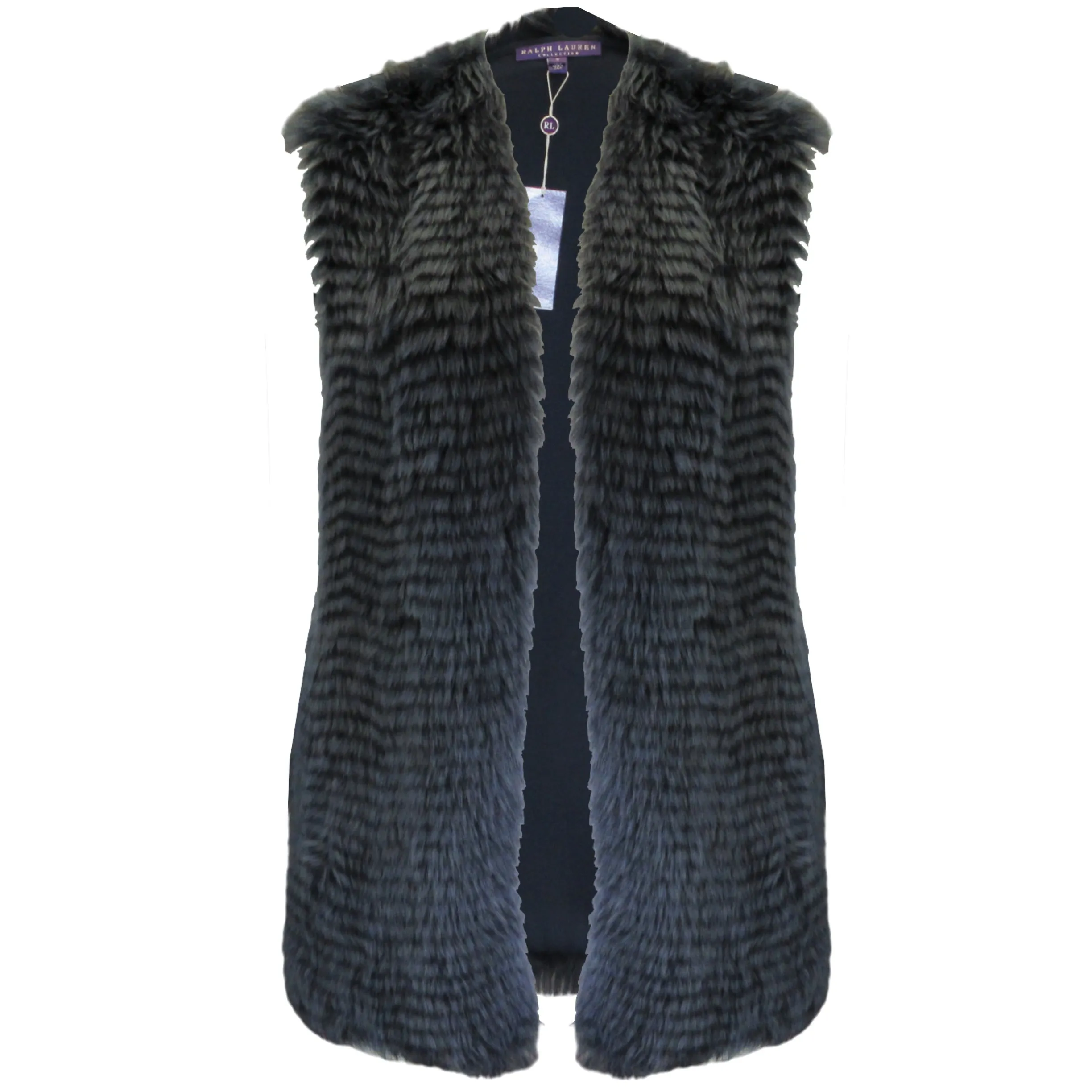 Ralph Lauren Collection Blue Silk Lined Lamb Shearling Vest