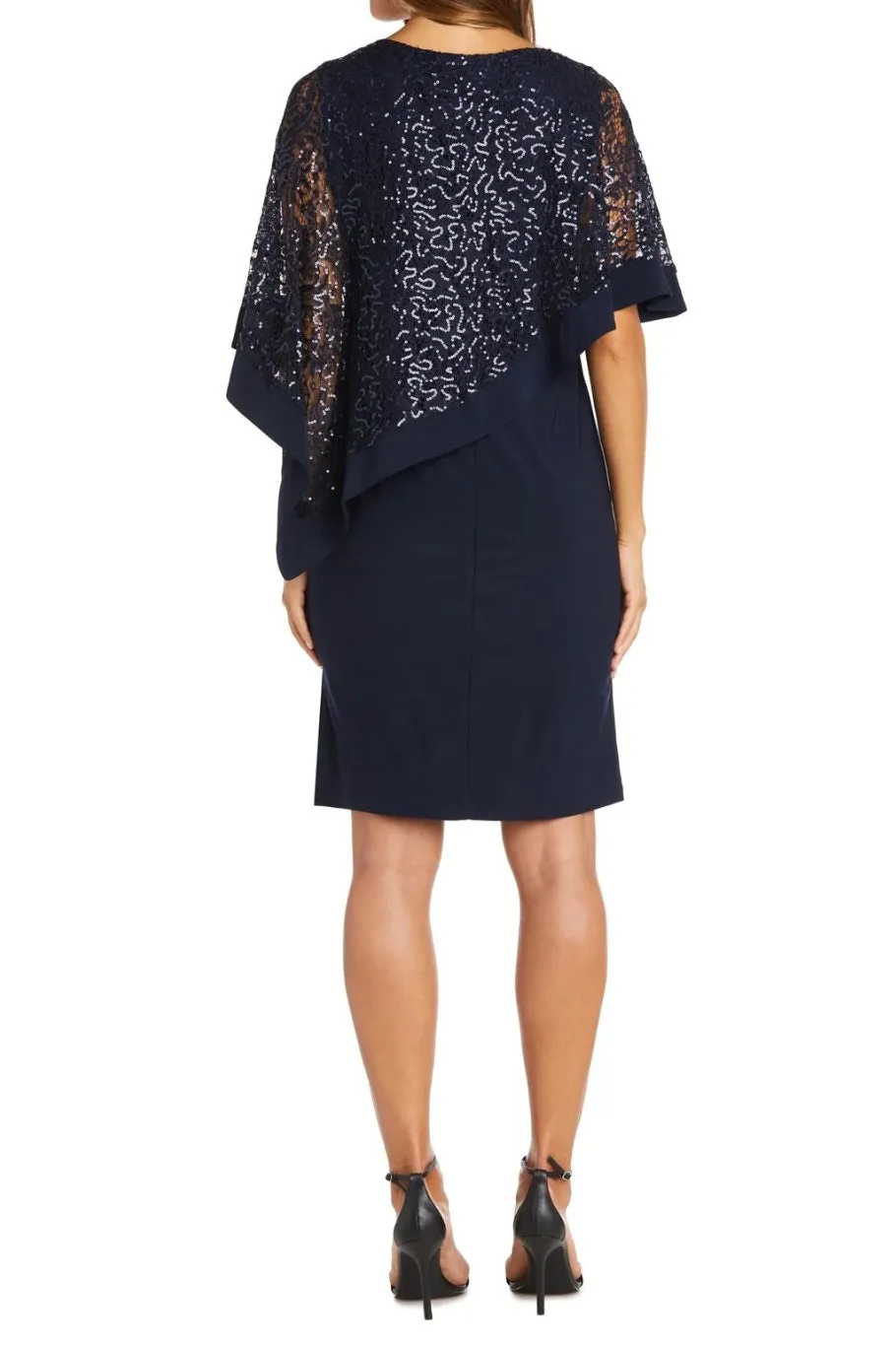 R&M Richards Boat Neck Lace Poncho Top Bodycon ITY Dress