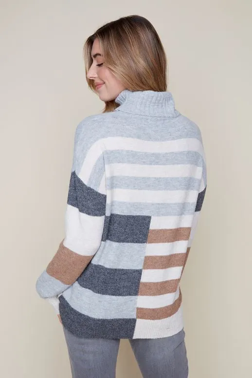 Renuar Colour Block Turtleneck Sweater