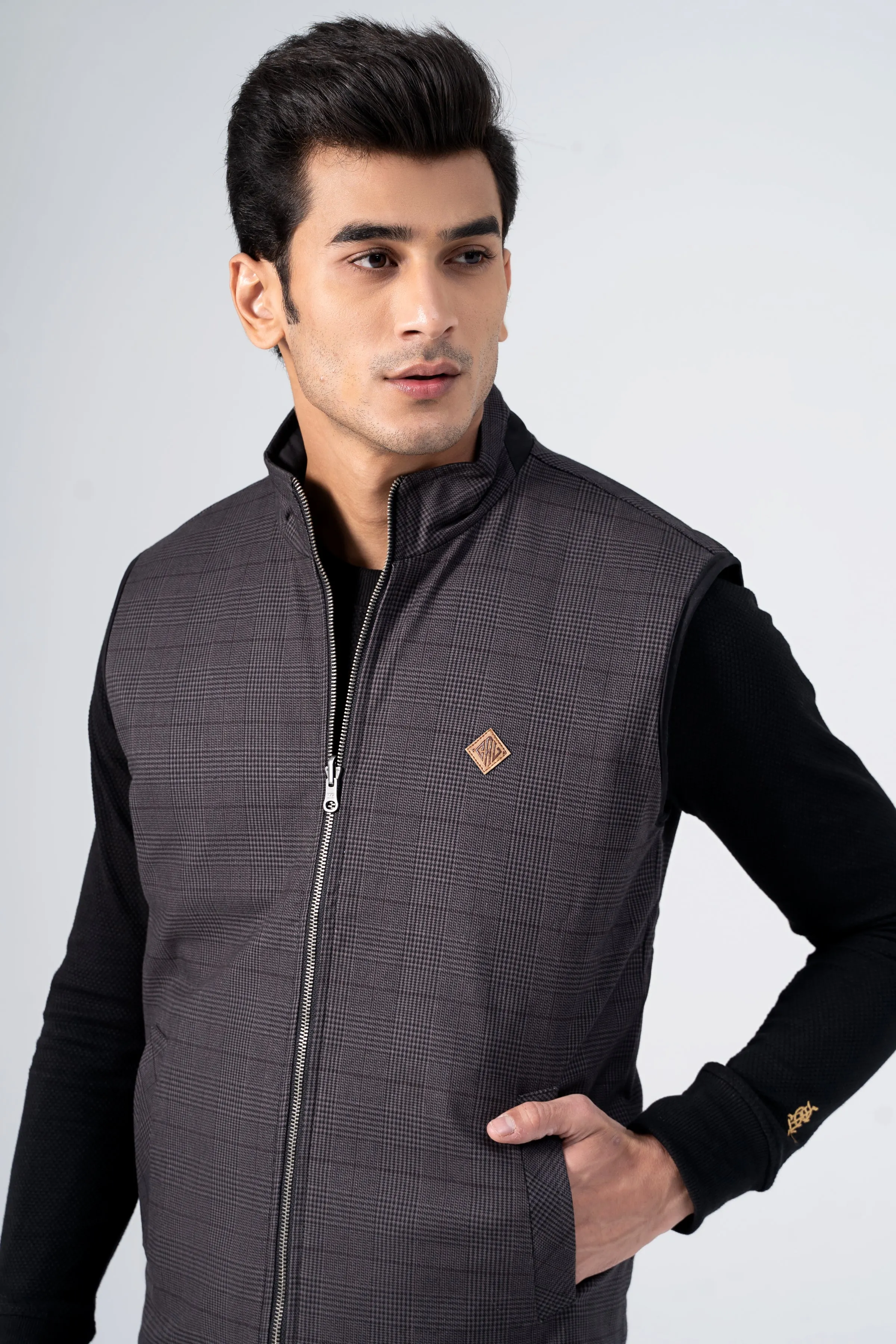 Reversible Quilted Jacket Grey Black