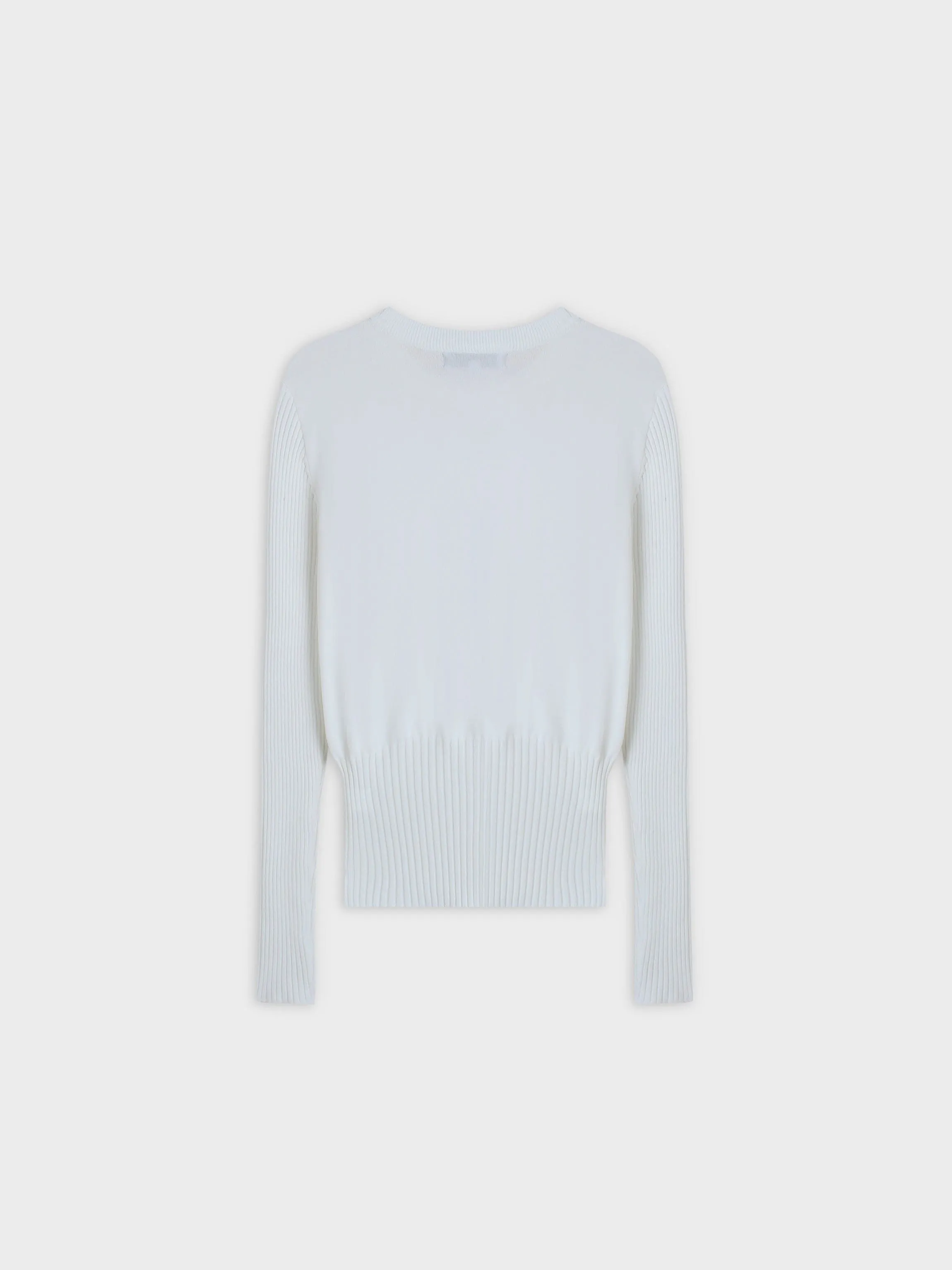 RIBBED WAISTED SWEATER-WHITE