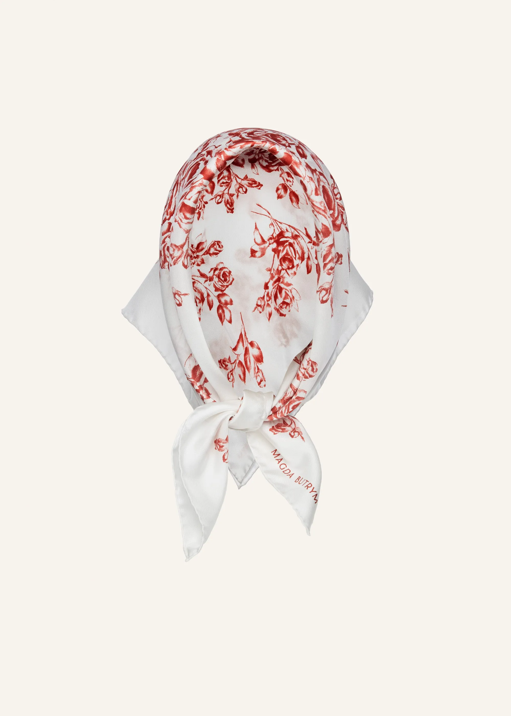 Rose print scarf in white