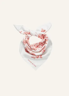 Rose print scarf in white