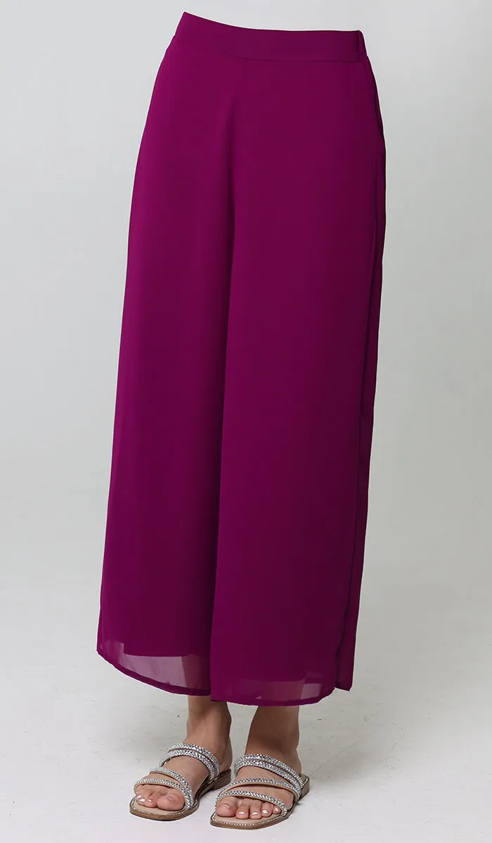 Safa Loose Flowing Palazzo Pants - Orchid