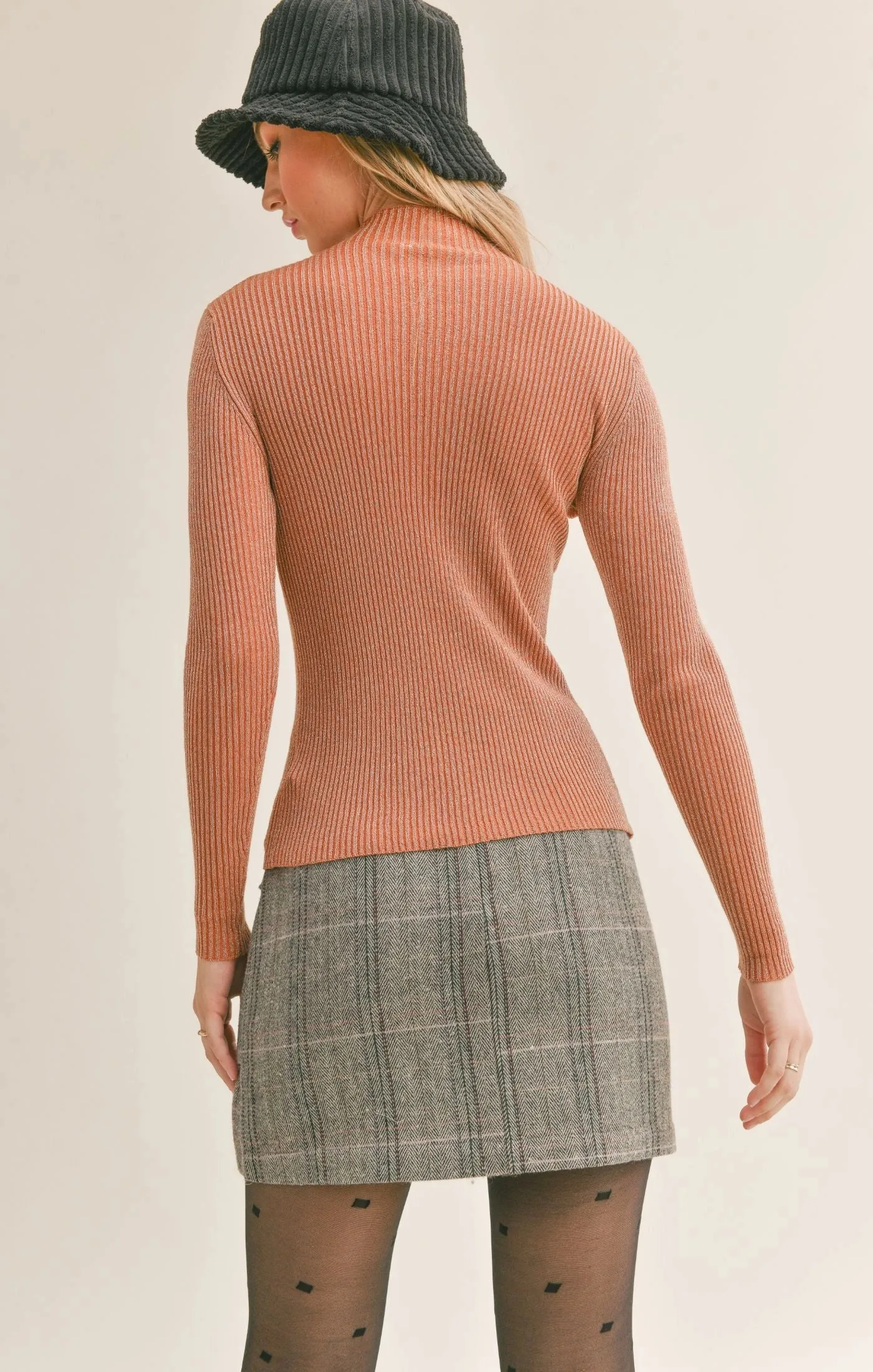 Sage the Label City Lights Ribbed Mock Neck Sweater