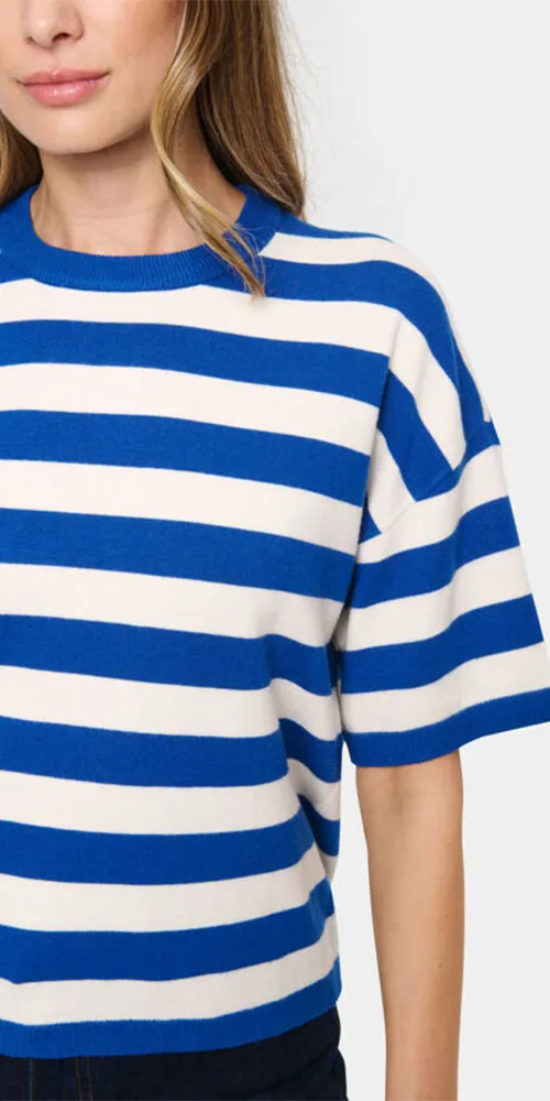 Saint Tropez Striped Pullover, blue