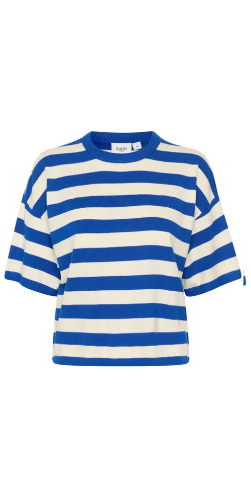 Saint Tropez Striped Pullover, blue