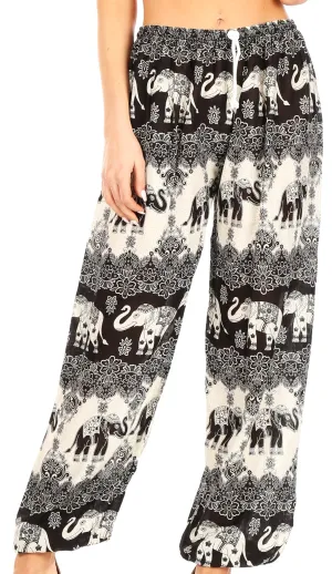 Sakkas Akilla Women's Loose Printed Yoga Elephant Pants Elastic Waist w/Pocket