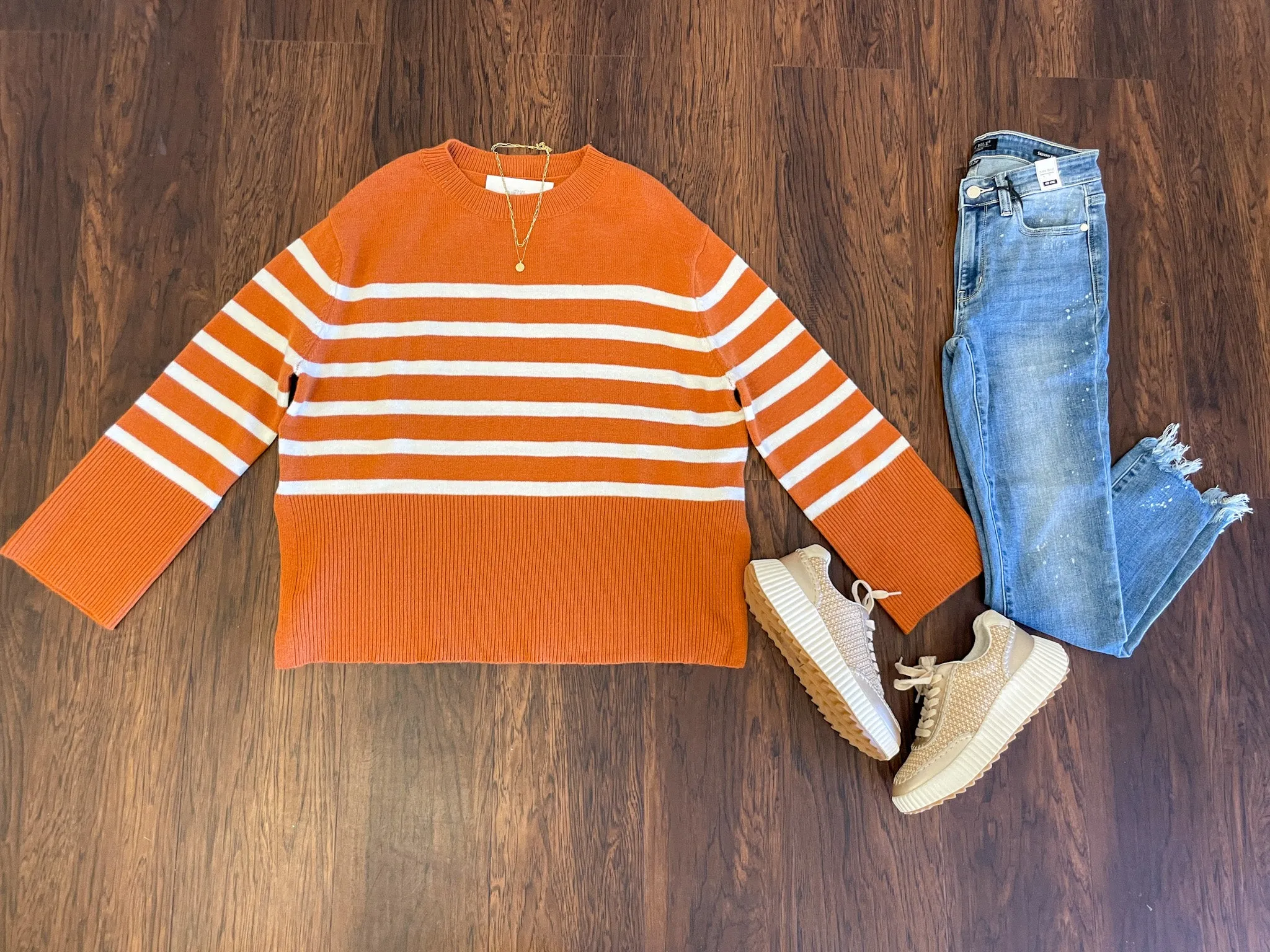 SALE! Fireside Comfort Striped Sweater in Rust *FINAL SALE*