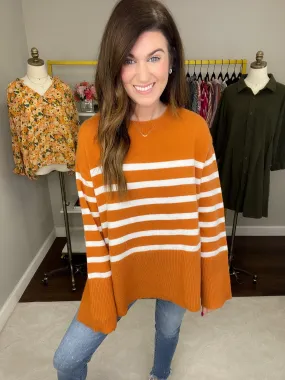 SALE! Fireside Comfort Striped Sweater in Rust *FINAL SALE*