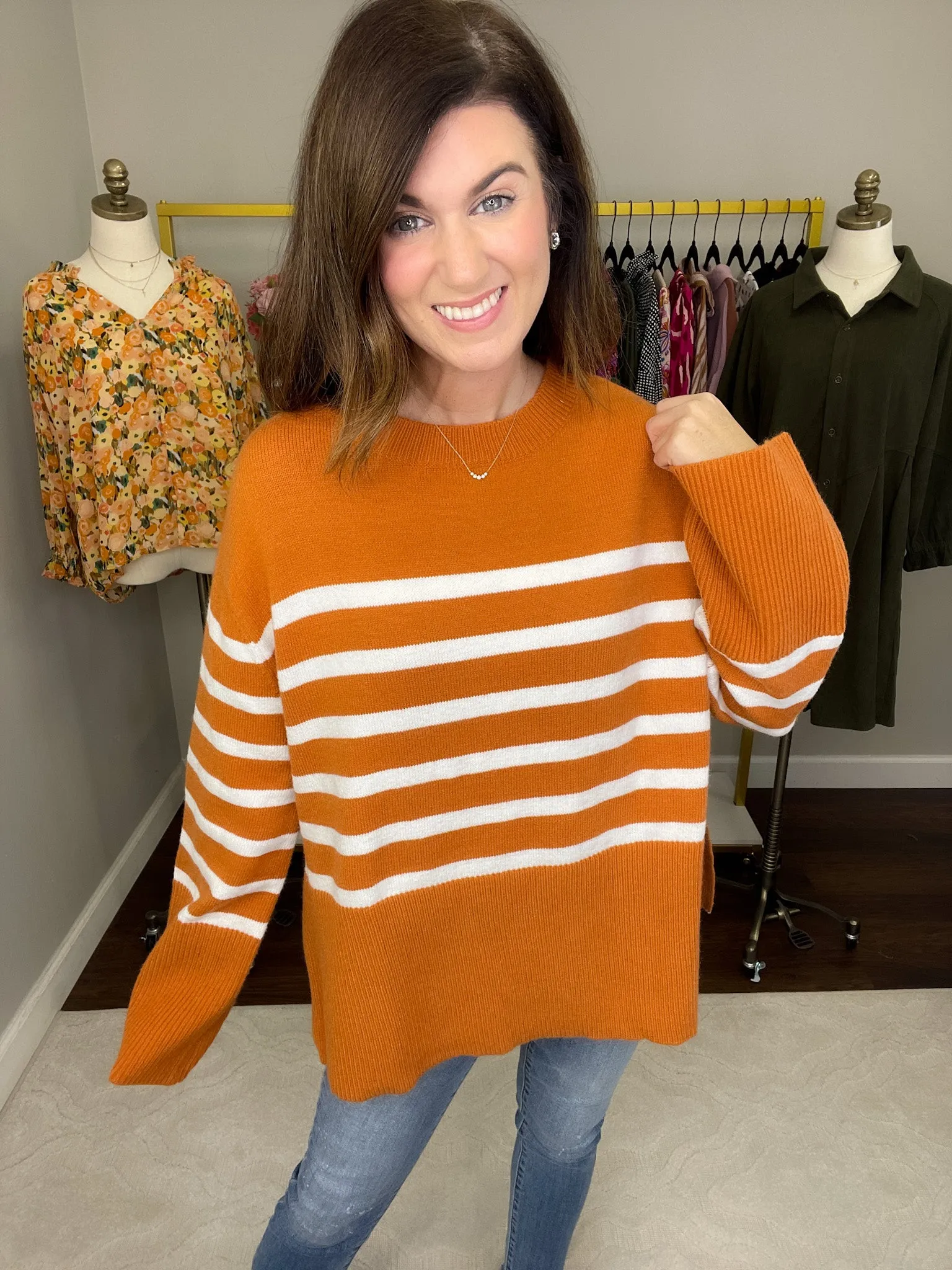 SALE! Fireside Comfort Striped Sweater in Rust *FINAL SALE*