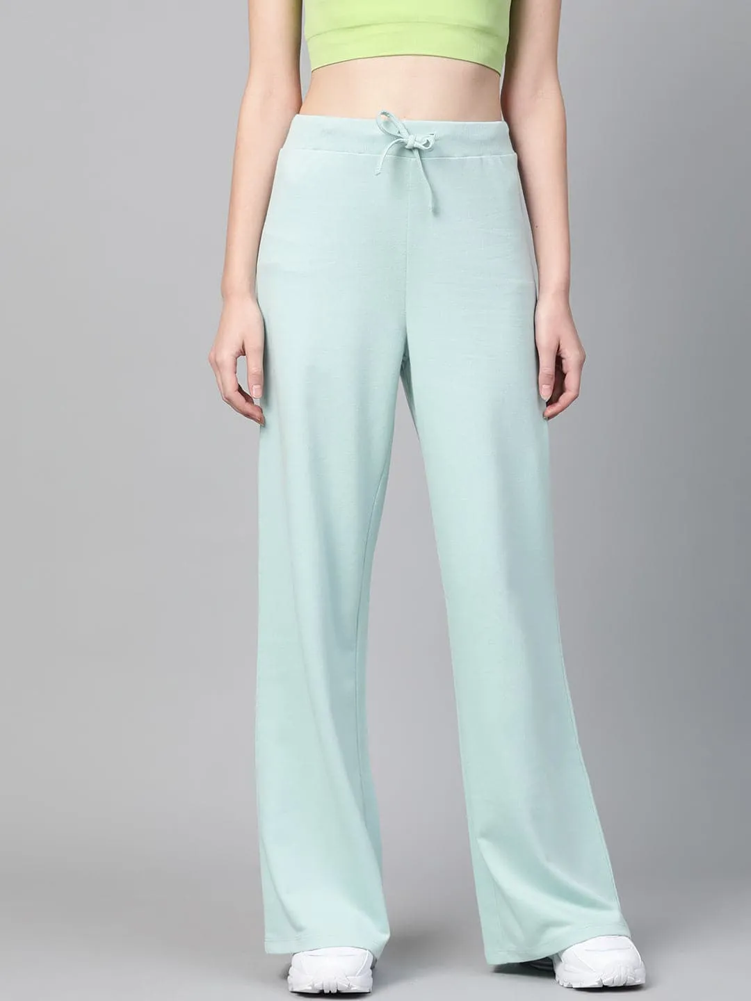 Sea Green Terry Wide Leg Drawstring Pants