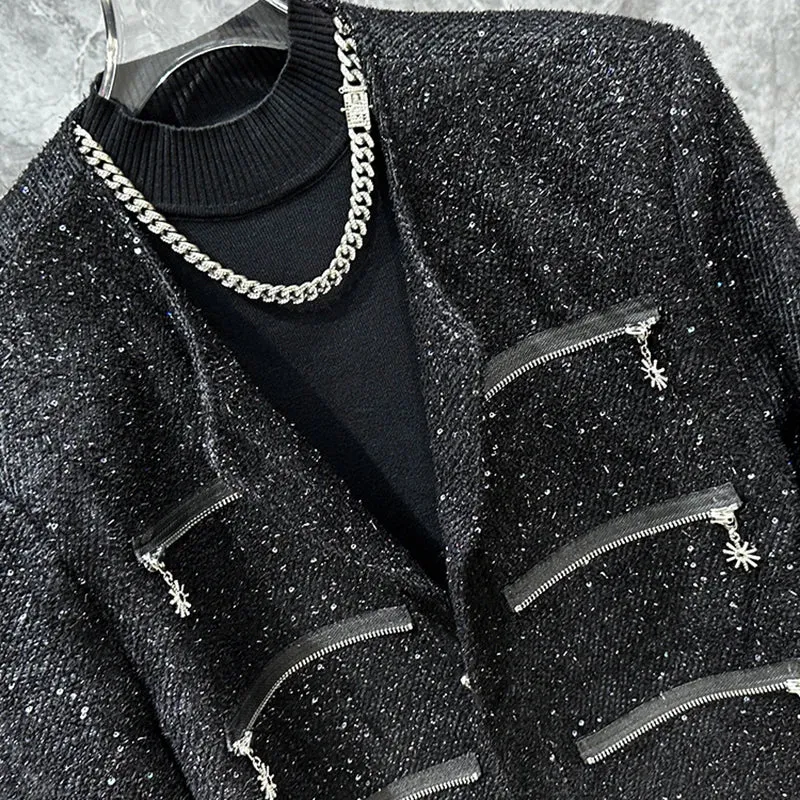 Sequins Multiple Zipper Jacket