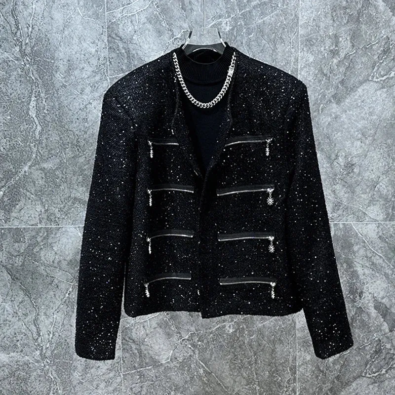 Sequins Multiple Zipper Jacket