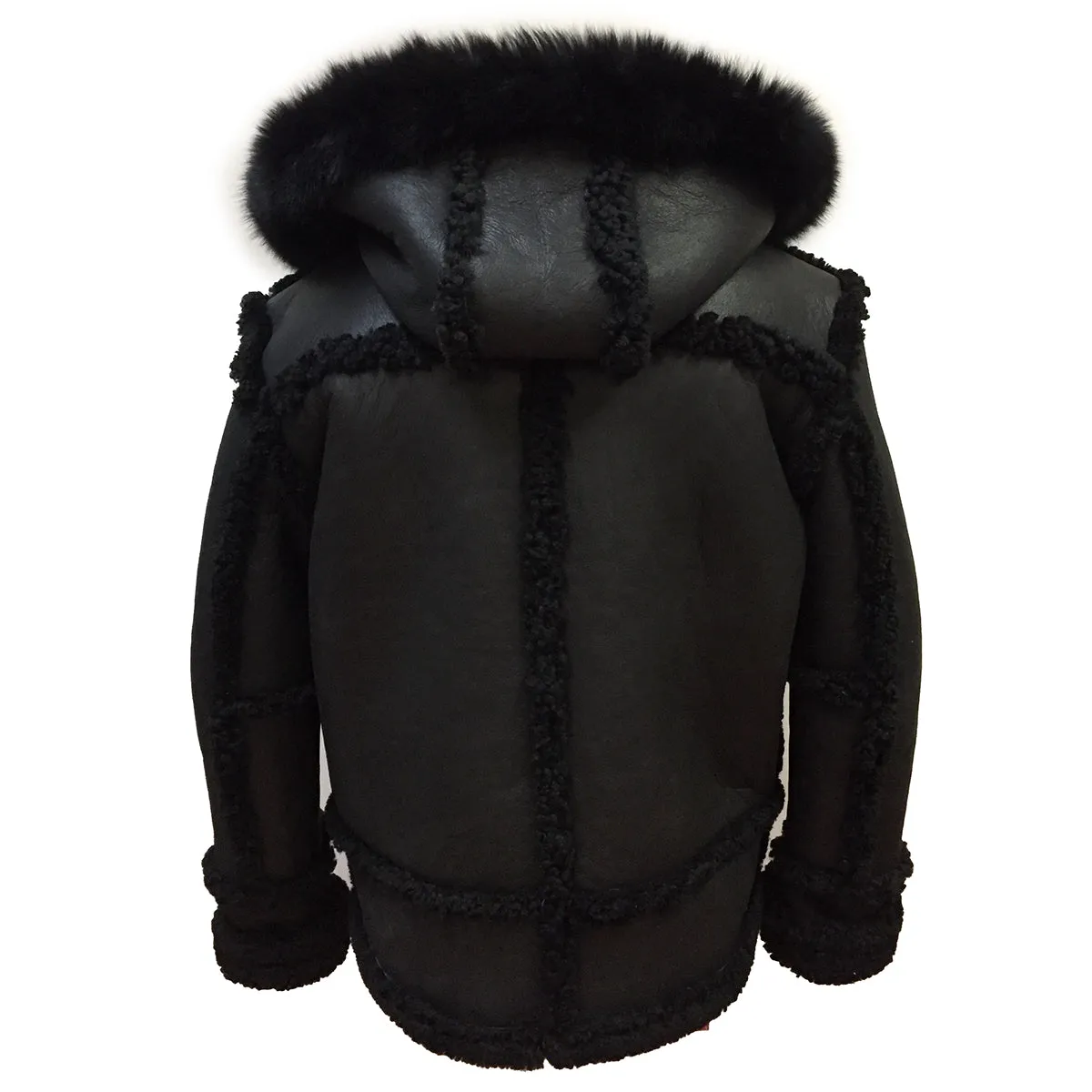 Sheepskin Jacket Toggle Closer with Hood and Fur Style #4700