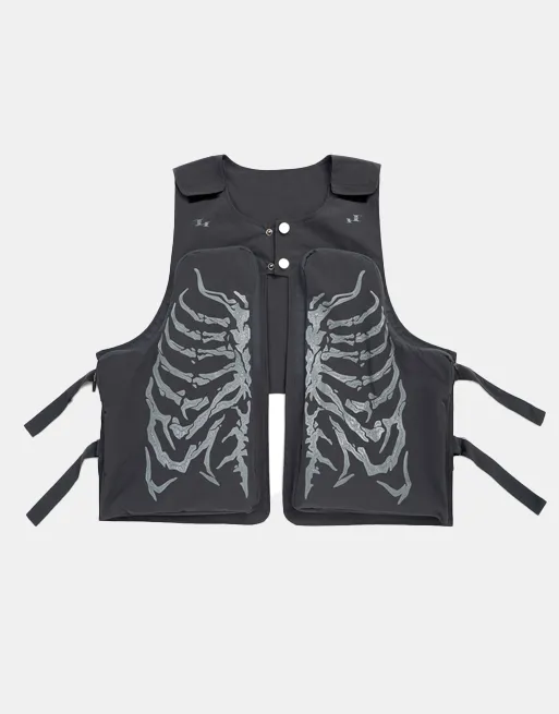 Skeleton Print Vest