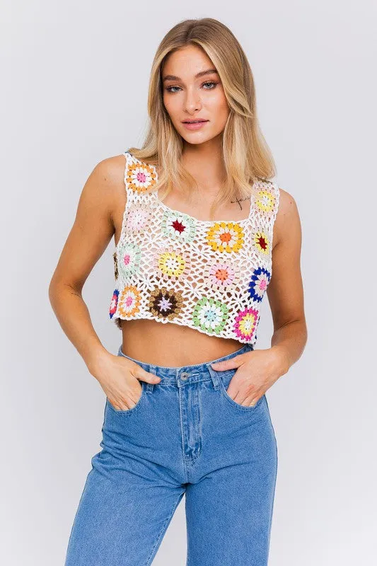 Sleeveless Multi Crochet Top